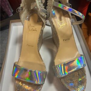Christian Louboutin Iridescent Silver Wedges